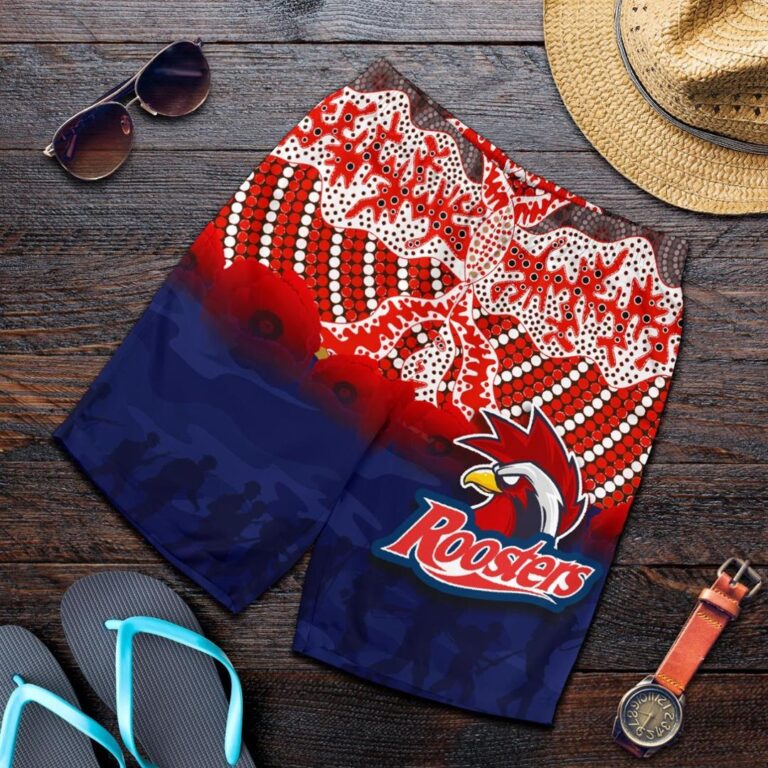 NRL Roosters All Over Print Men's Shorts Anzac Day Aboriginal TH4