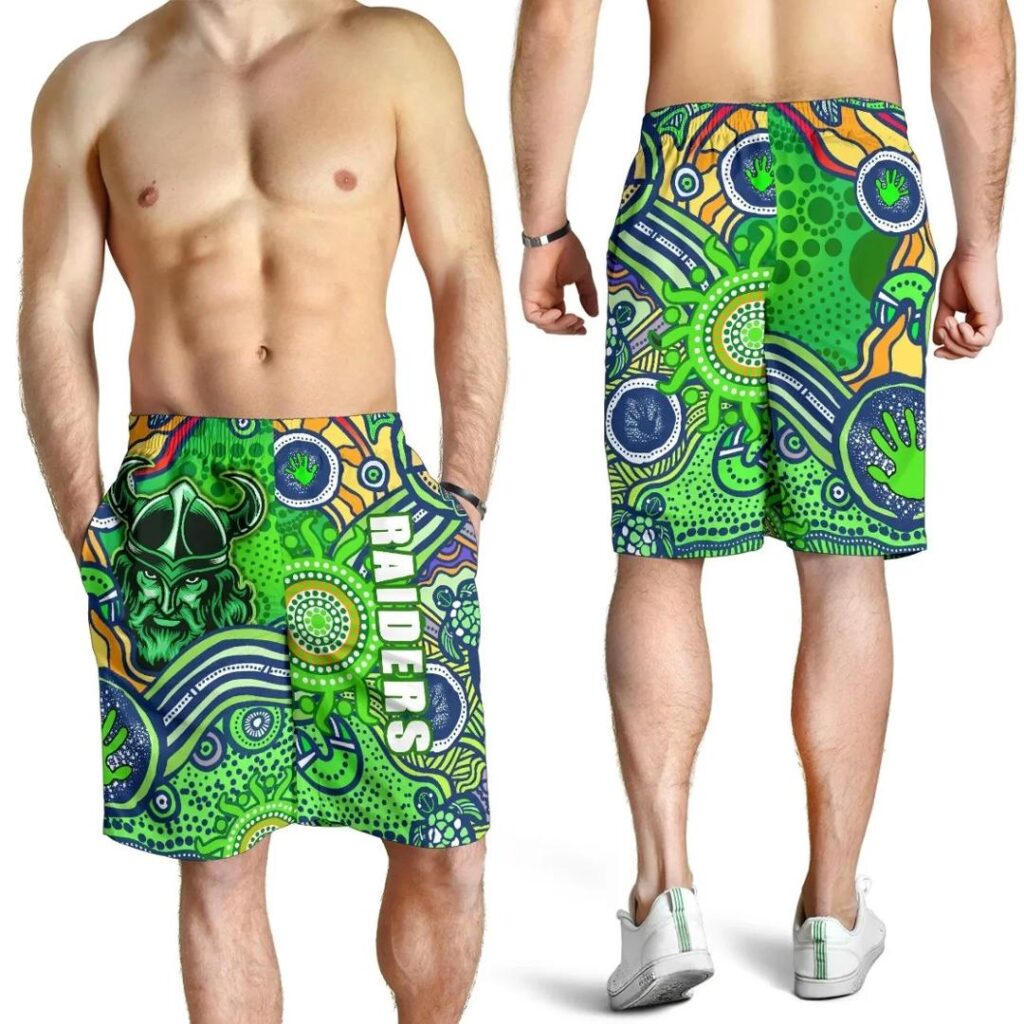 NRL Raiders Newest Men Shorts Come On Green K13