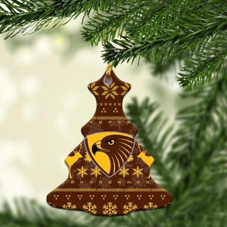 AFL Hawthorn Hawks Christmas Ornament - Christmas Ugly Style