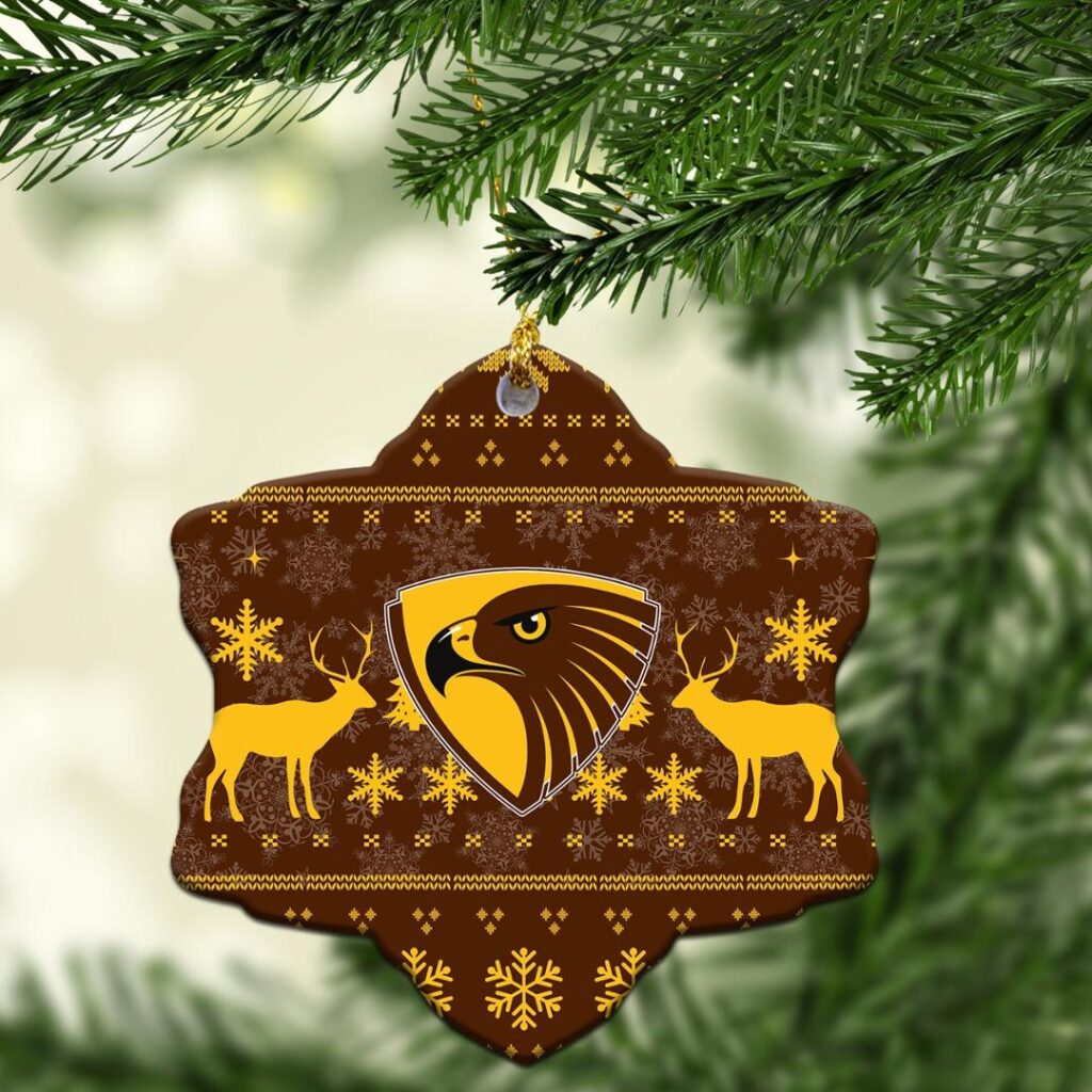 AFL Hawthorn Hawks Christmas Ornament - Christmas Ugly Style