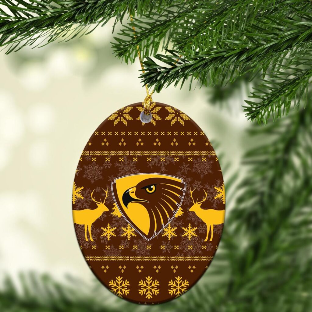 AFL Hawthorn Hawks Christmas Ornament - Christmas Ugly Style