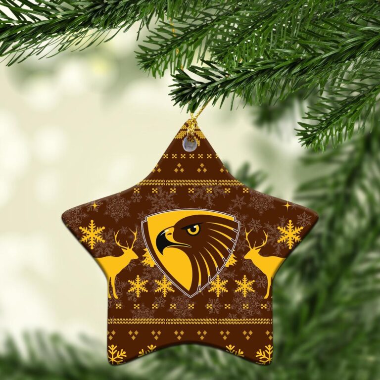 AFL Hawthorn Hawks Christmas Ornament - Christmas Ugly Style