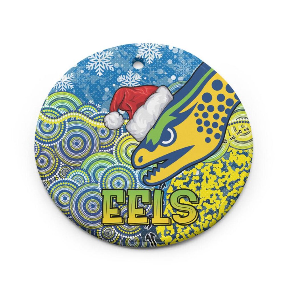 Eels Christmas Rugby Ceramic Ornament - Christmas Indigenous Eels