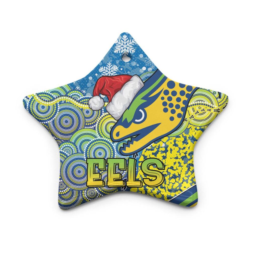 Eels Christmas Rugby Ceramic Ornament - Christmas Indigenous Eels