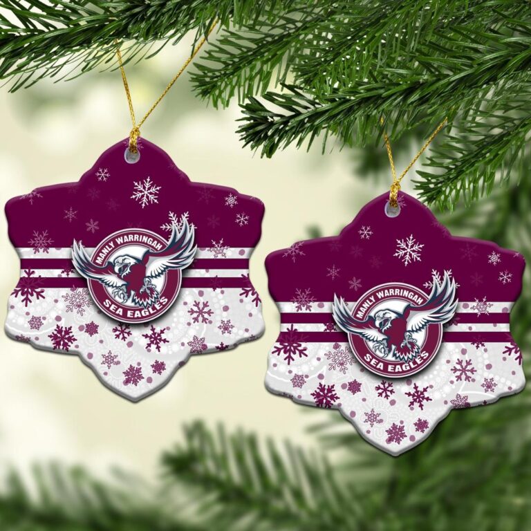 Manly Warringah Sea Eagles Christmas Ornament Snow