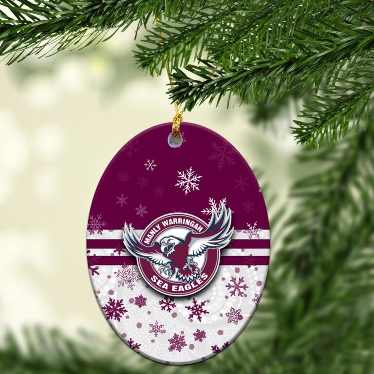 Manly Warringah Sea Eagles Christmas Ornament Snow