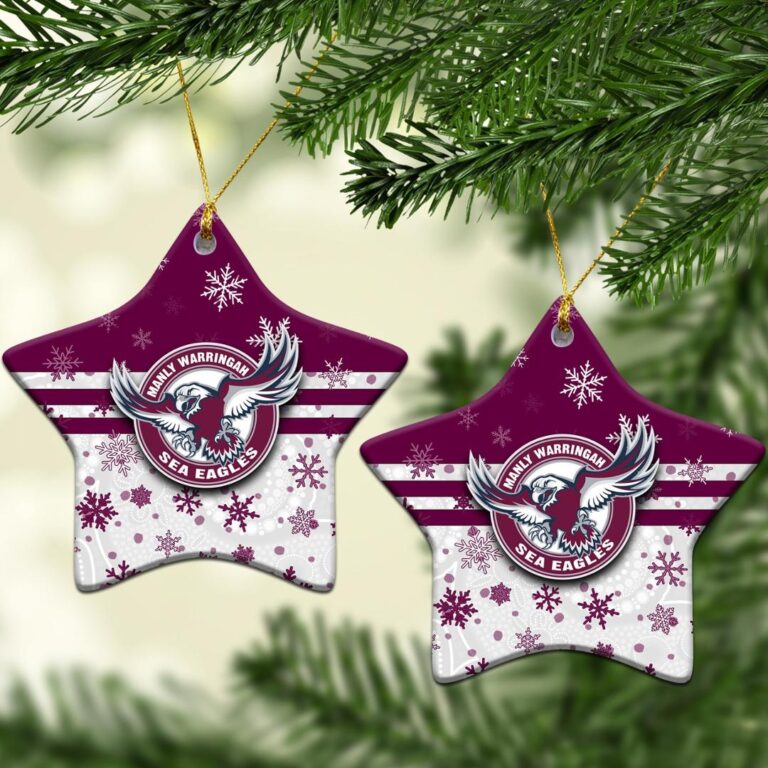 Manly Warringah Sea Eagles Christmas Ornament Snow