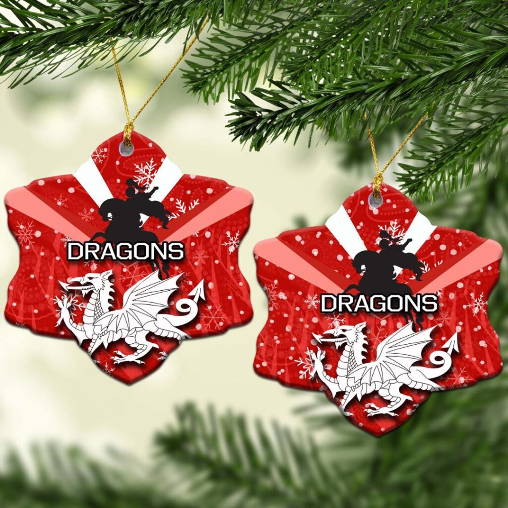 St. George Illawarra Dragons Christmas Ornament Snow Red