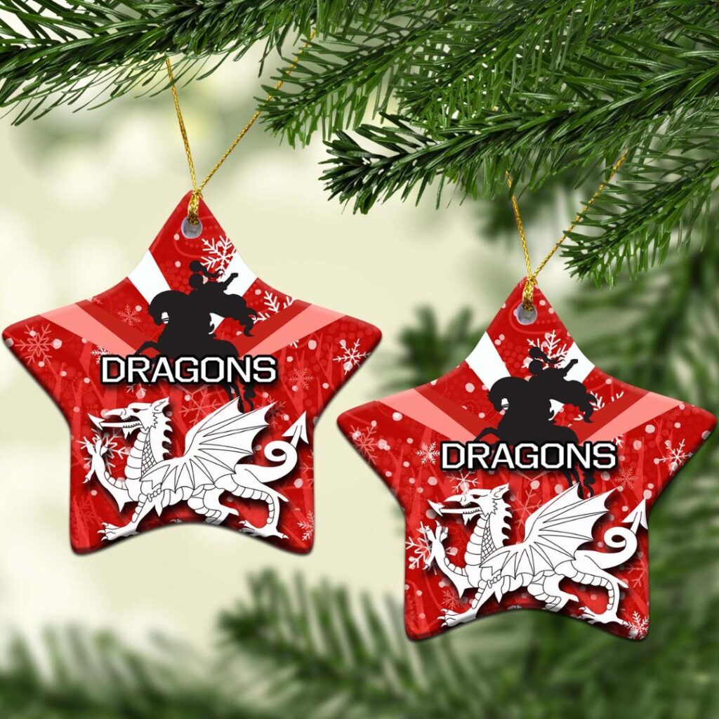 St. George Illawarra Dragons Christmas Ornament Snow Red