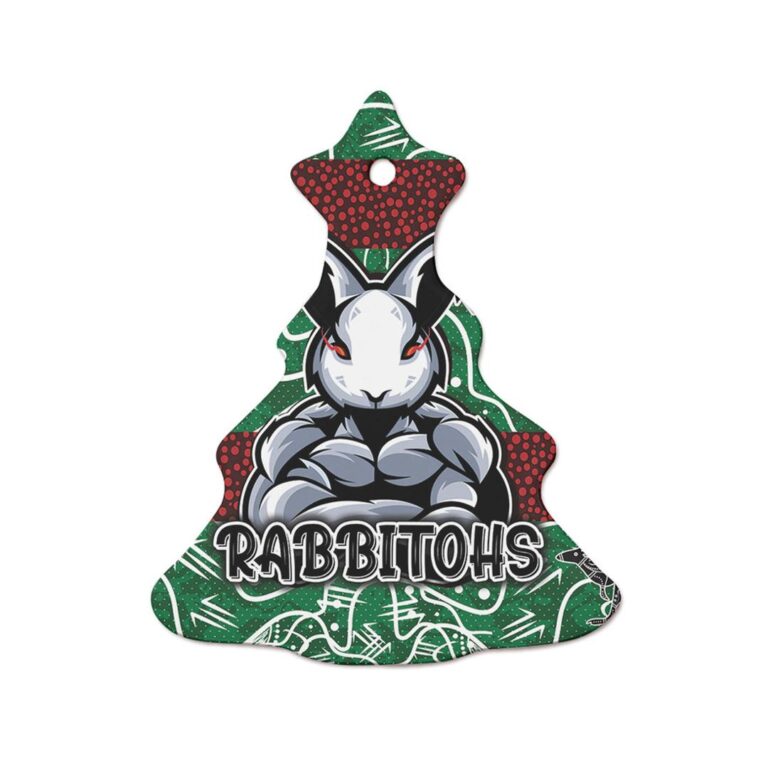 Rabbitohs Christmas Rugby Ceramic Ornament - Indigenous Super Rabbitohs