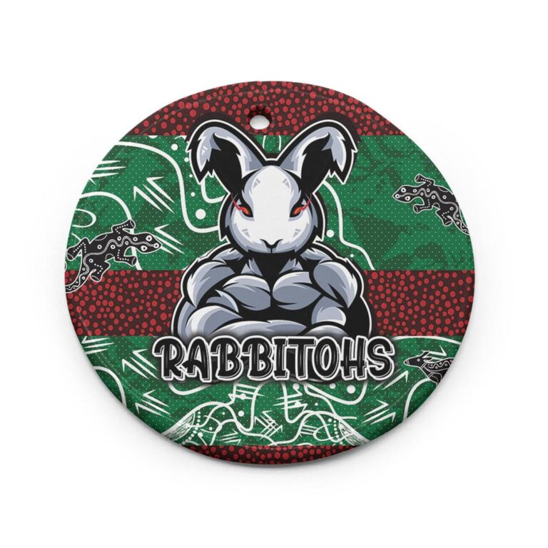 Rabbitohs Christmas Rugby Ceramic Ornament - Indigenous Super Rabbitohs