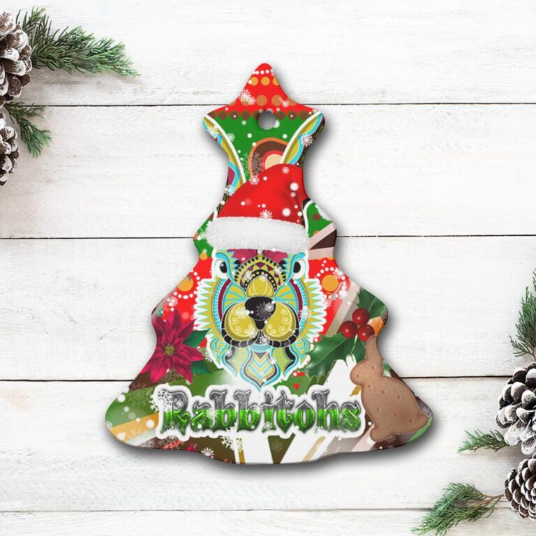 Rabbitohs Rugby Christmas Ceramic Ornament - Indigenous Rabbitohs Soul
