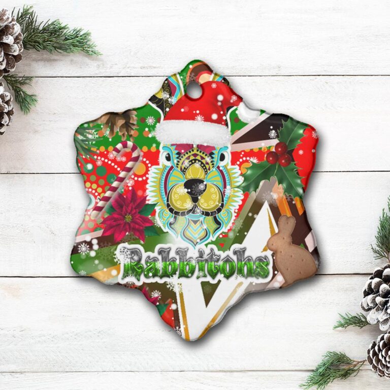 Rabbitohs Rugby Christmas Ceramic Ornament - Indigenous Rabbitohs Soul