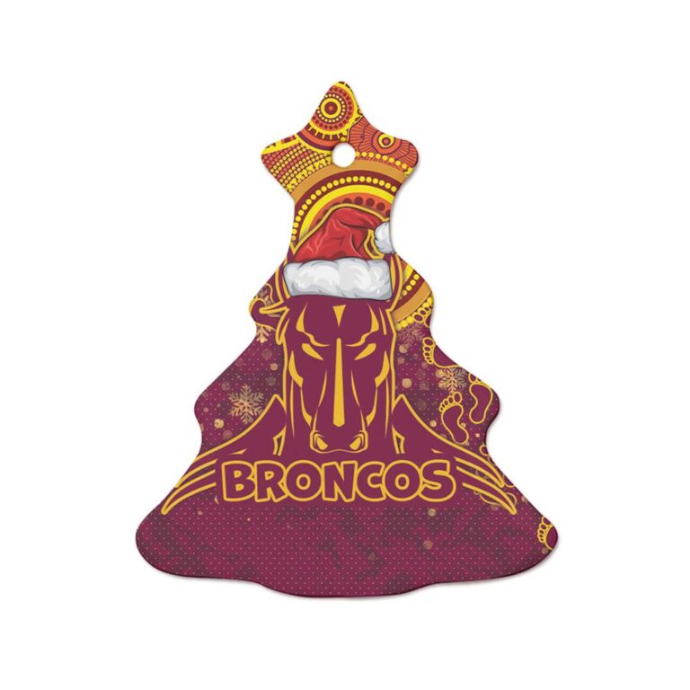 Broncos Christmas Rugby Ceramic Ornament - Indigenous Broncos Footprints