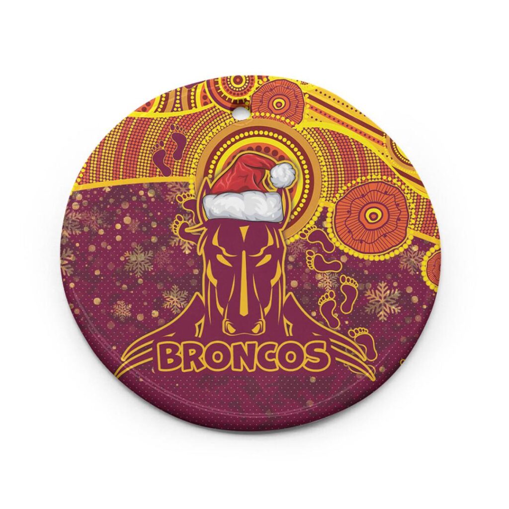 Broncos Christmas Rugby Ceramic Ornament - Indigenous Broncos Footprints