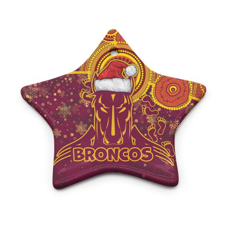 Broncos Christmas Rugby Ceramic Ornament - Indigenous Broncos Footprints