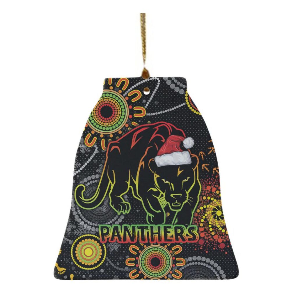 Panthers Christmas Rugby Ceramic Ornament - Custom Indigenous Black Panthers