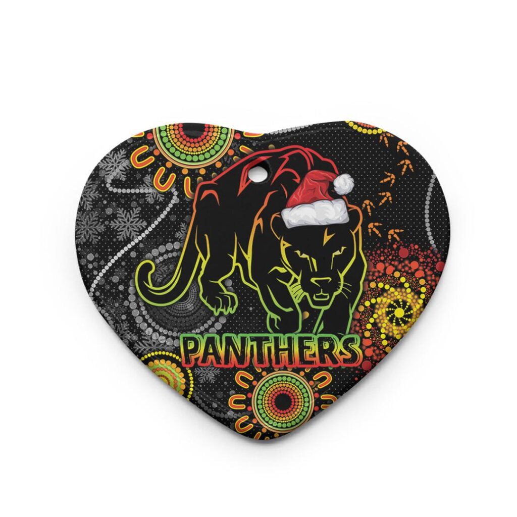 Panthers Christmas Rugby Ceramic Ornament - Custom Indigenous Black Panthers