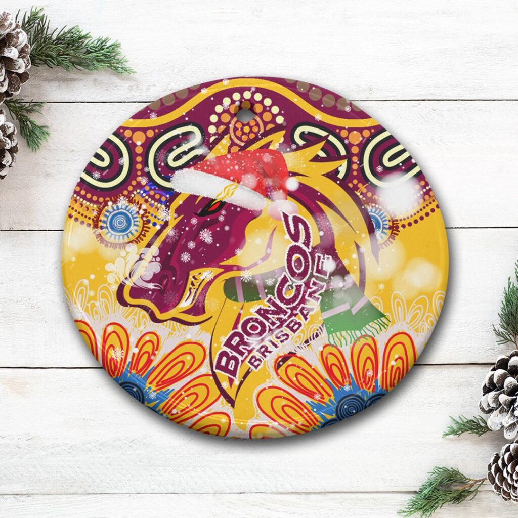 Broncos 2022 Rugby Christmas Ceramic Ornament - Indigenous Super Broncos