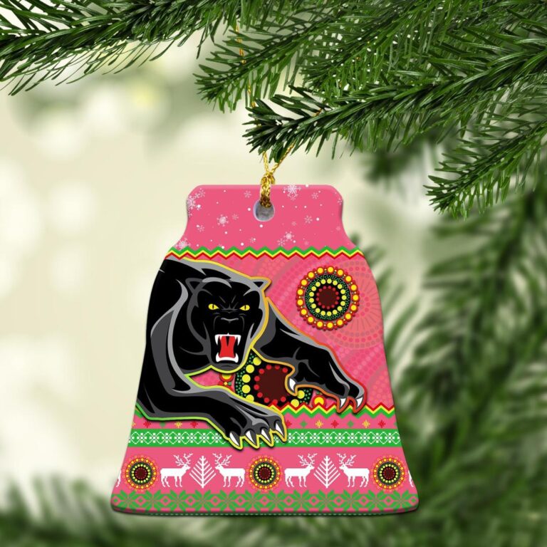 Panthers Christmas Ornaments Aboriginal Pattern Penrith Pink Version