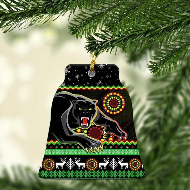 Panthers Christmas Ornaments Aboriginal Pattern Penrith Black Version