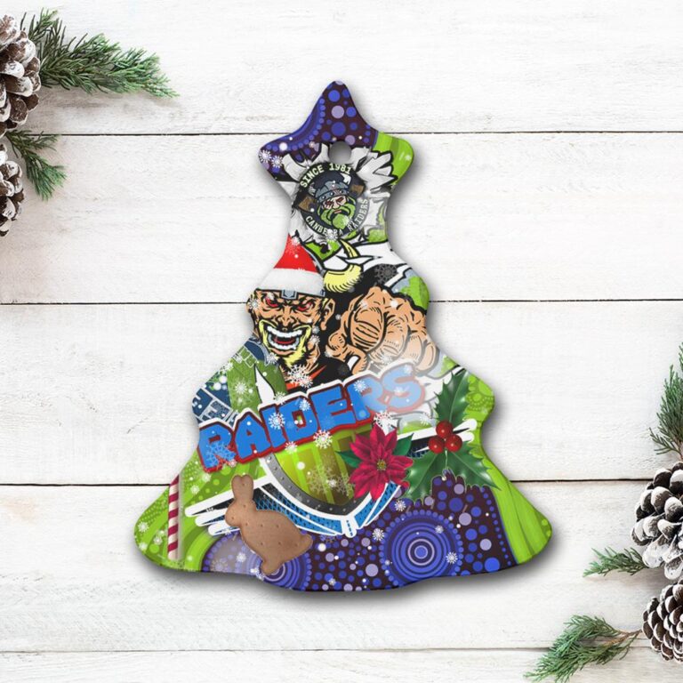 Raiders Rugby Custom Aboriginal Christmas Ceramic Ornament - The Indigenous Vikings Power Scratch Style