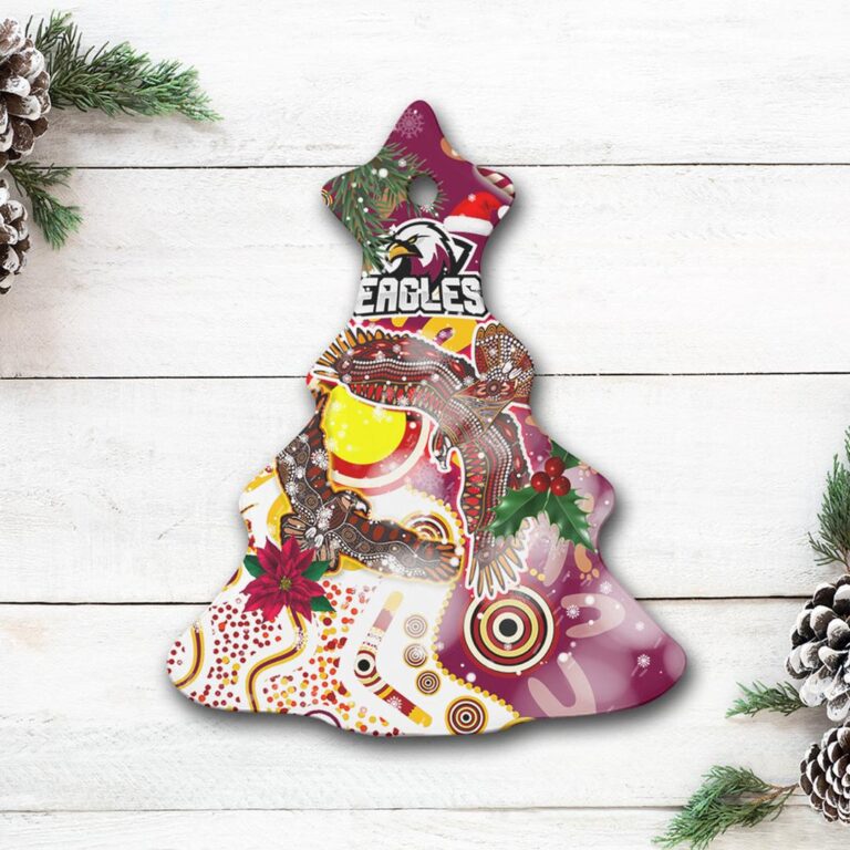 Sea Eagles Aboriginal Rugby Christmas Ceramic Ornament - Double Sea Eagles With Aboriginal Flag