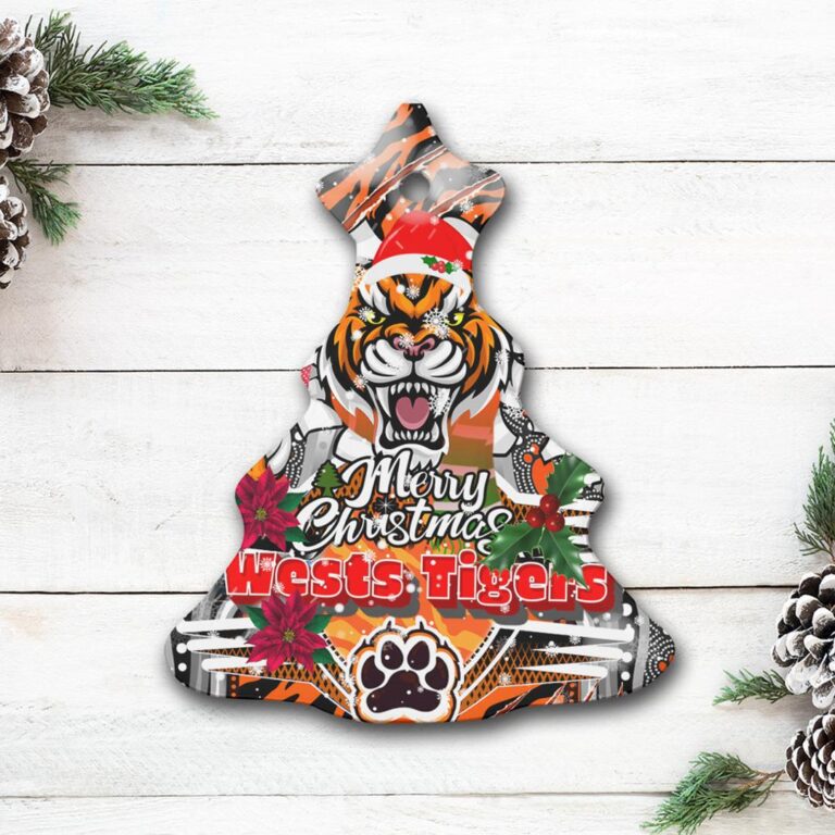 Western Suburbs Balmain Wests Tigers Rugby Christmas Ceramic Ornament - Super Wests Tigers Scratch Style