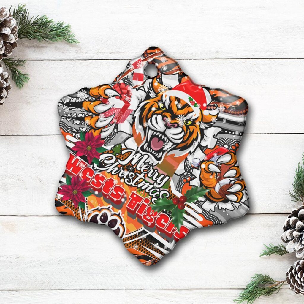 Western Suburbs Balmain Wests Tigers Rugby Christmas Ceramic Ornament - Super Wests Tigers Scratch Style