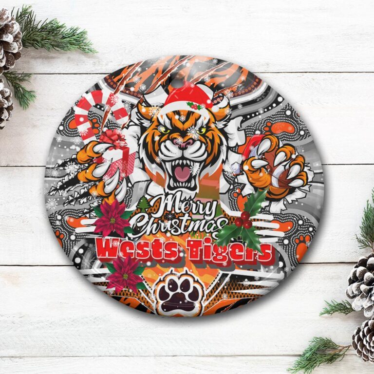 Western Suburbs Balmain Wests Tigers Rugby Christmas Ceramic Ornament - Super Wests Tigers Scratch Style