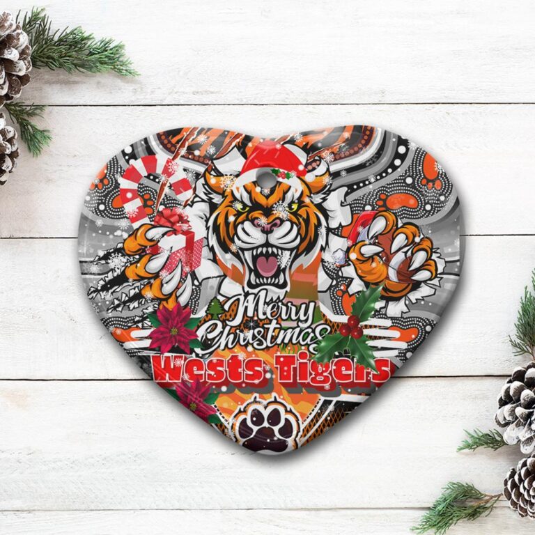 Western Suburbs Balmain Wests Tigers Rugby Christmas Ceramic Ornament - Super Wests Tigers Scratch Style