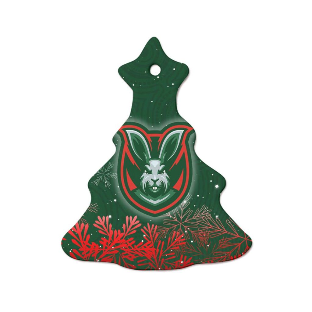 Rabbitohs Rugby Ceramic Ornament - Rabbitohs Aboriginal Style