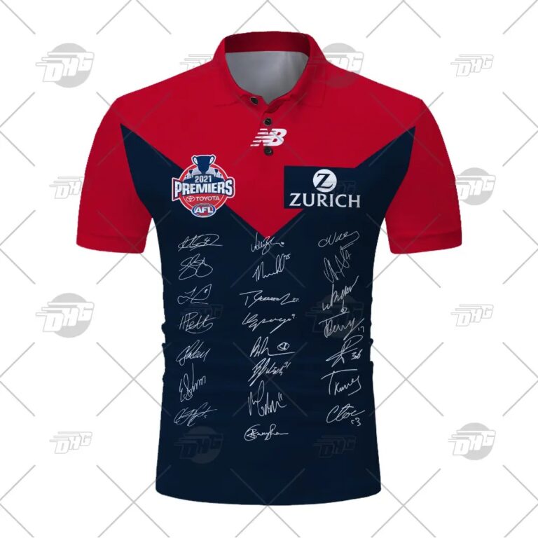 AFL Melbourne Demons 2021 Premiers Team Signatures Guernsey Polo Shirt