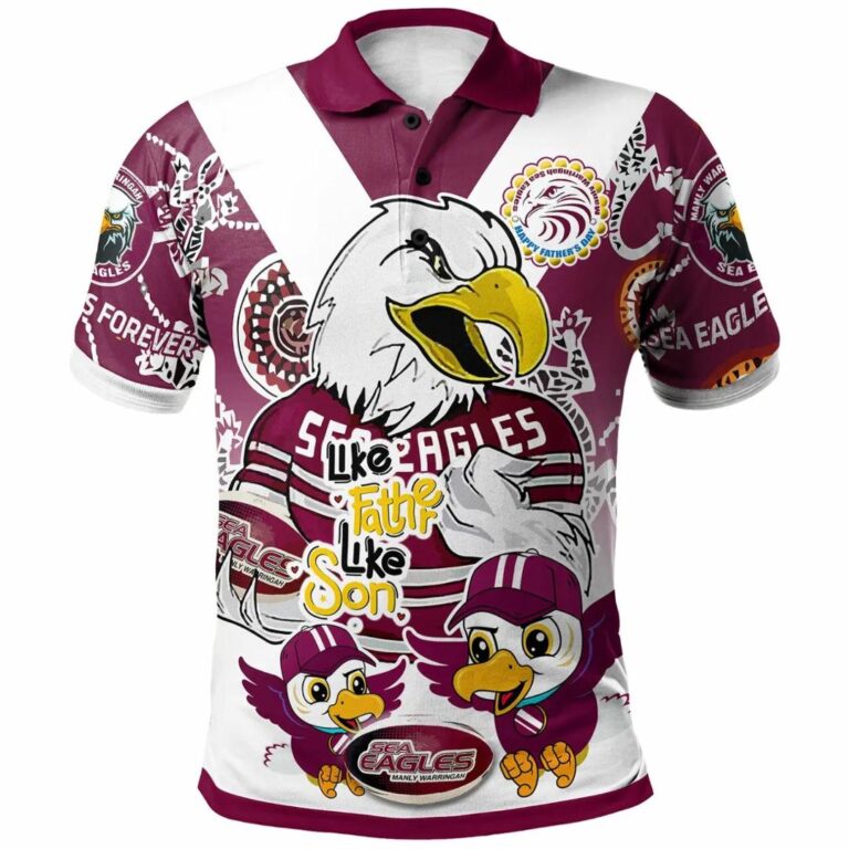 NRL Manly Warringah Sea Eagles Father’s Day Aboriginal “Like Father, Like Son” Polo Shirt