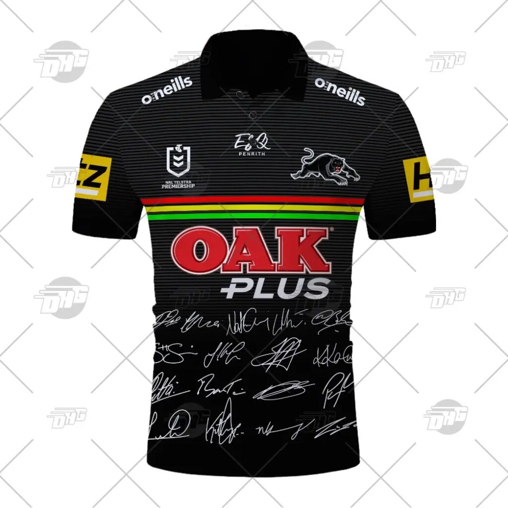 NRL Penrith Panthers Premiers 2021 Team Signatures Polo Shirt