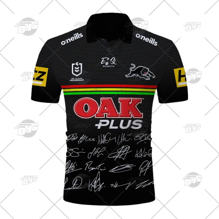 NRL Penrith Panthers Premiers 2021 Team Signatures Polo Shirt