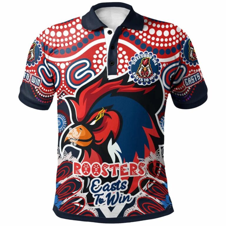NRL Sydney Roosters “Easts to Win” Aboriginal Patterns Polo Shirt