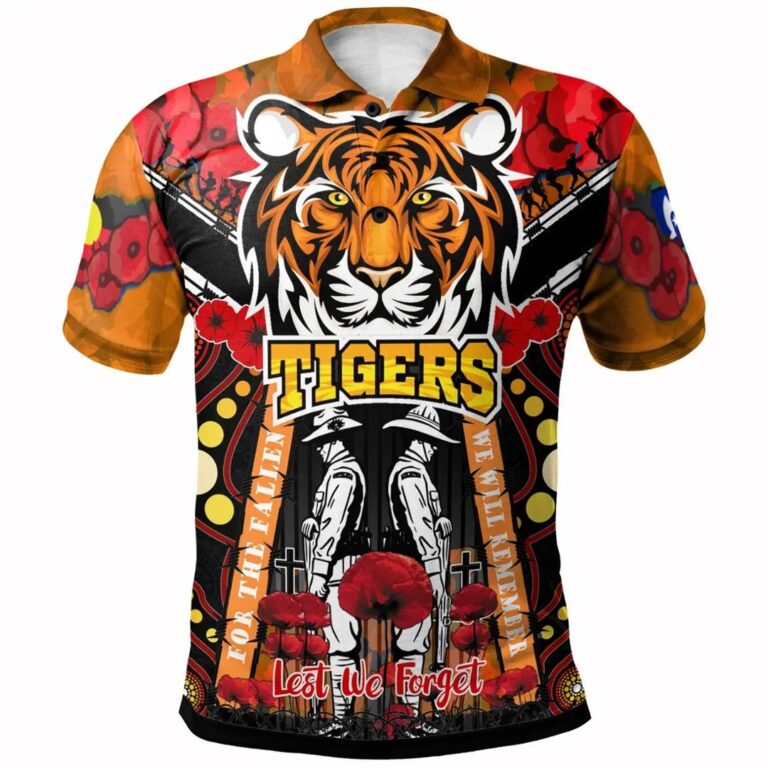 NRL Wests Tigers Anzac Day Lest We Forget Polo Shirt
