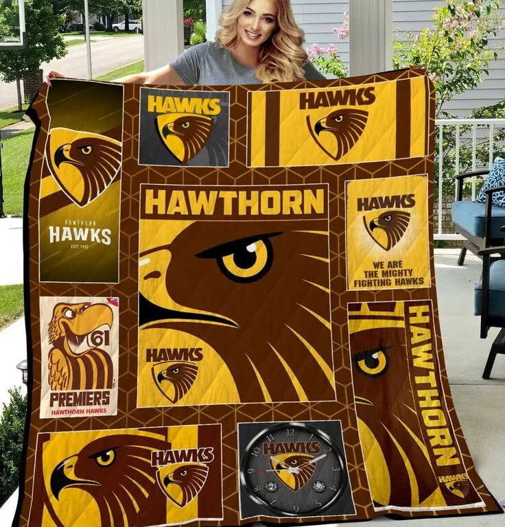 AFL Hawthorn Hawks Quilt Blanket V2