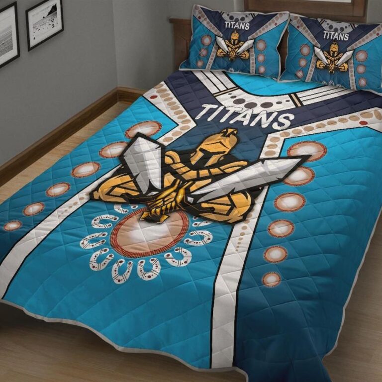 NRL Gold Coast Quilt Bed Set Titans Gladiator Simple Indigenous