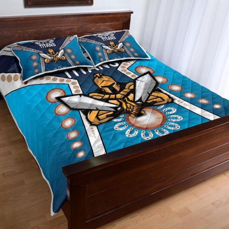 NRL Gold Coast Quilt Bed Set Titans Gladiator Simple Indigenous