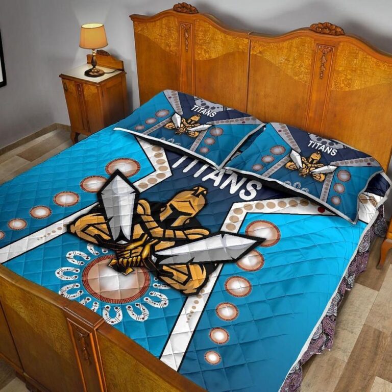 NRL Gold Coast Quilt Bed Set Titans Gladiator Simple Indigenous