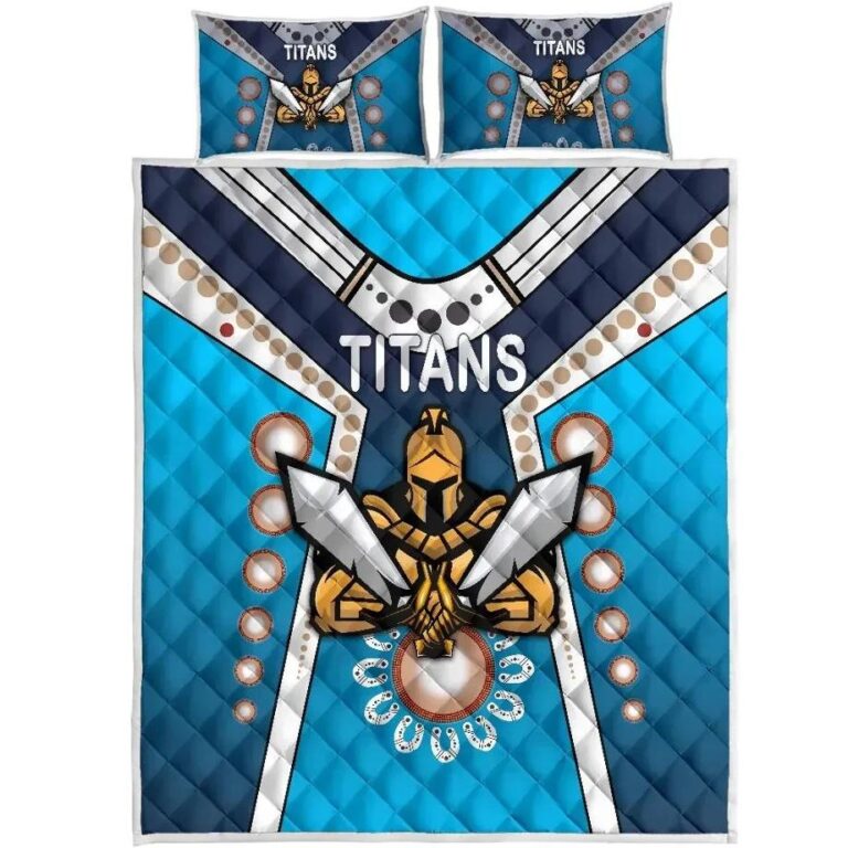 NRL Gold Coast Quilt Bed Set Titans Gladiator Simple Indigenous
