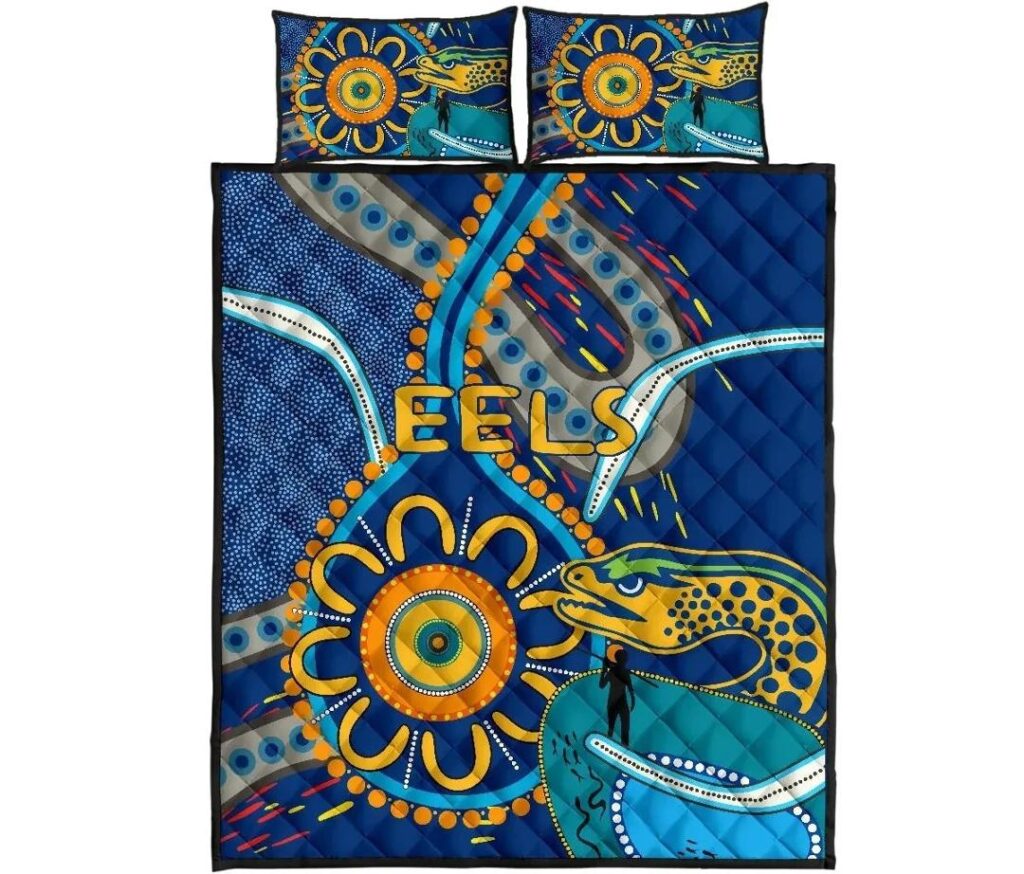 NRL Parramatta Quilt Bed Set Eels Indigenous