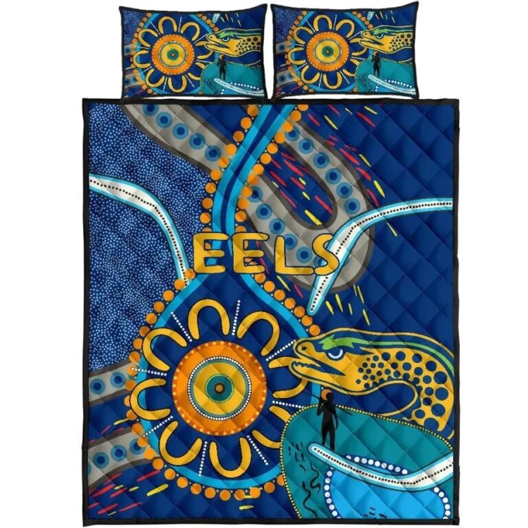 NRL Parramatta Quilt Bed Set Eels Indigenous