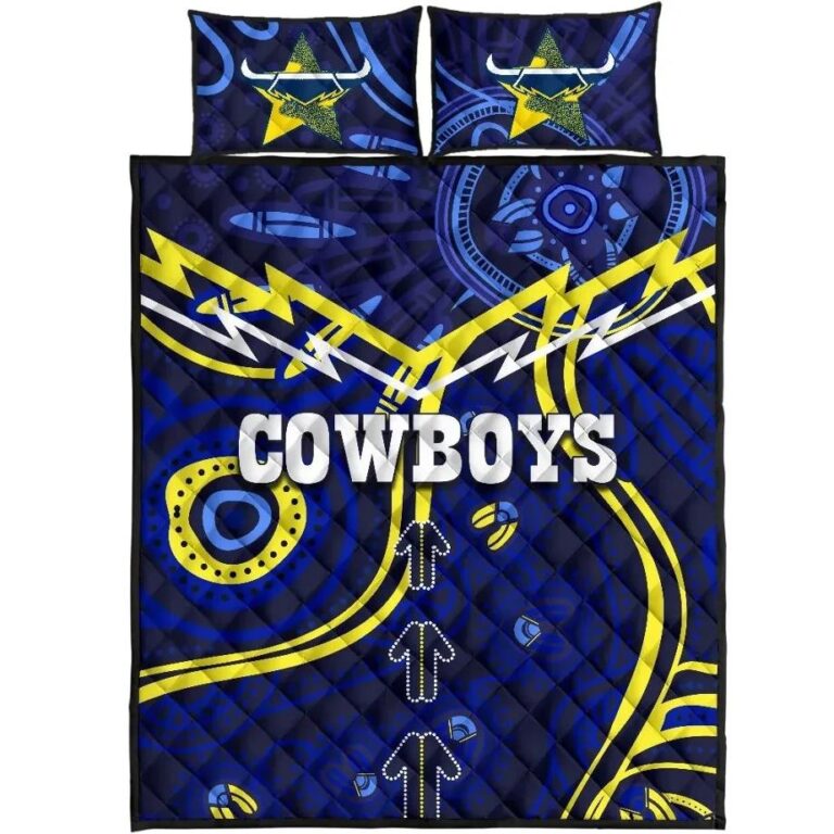 NRL Cowboys Quilt Bed Set Indigenous Style