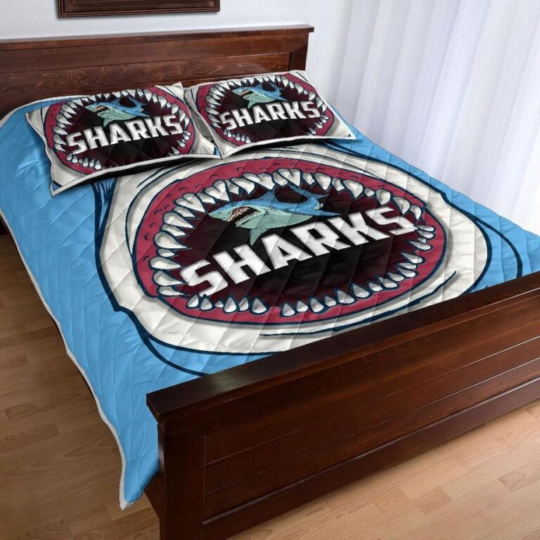 NRL Sharks Rugby Quilt Bed Set Cronulla Sutherland