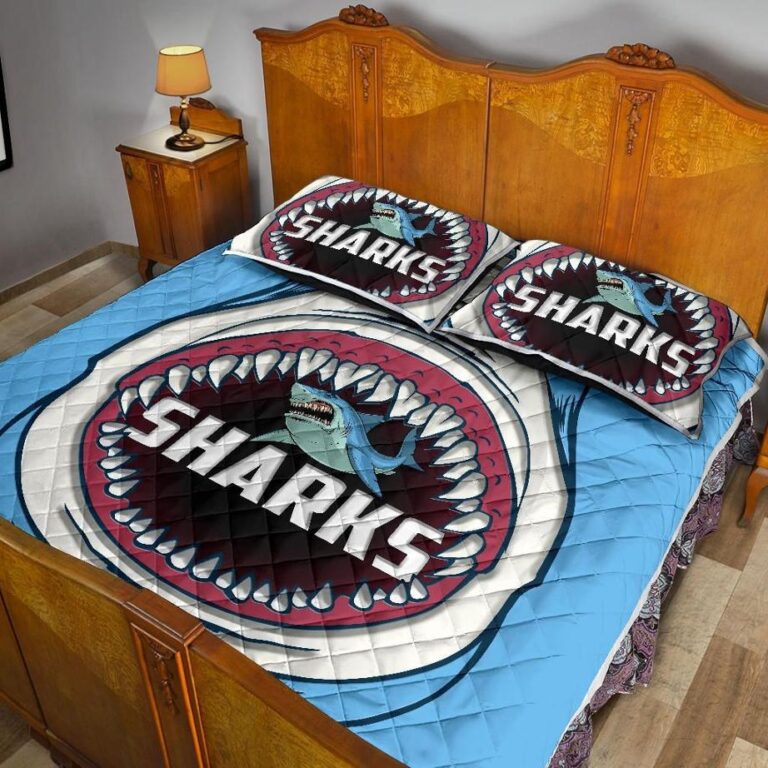 NRL Sharks Rugby Quilt Bed Set Cronulla Sutherland