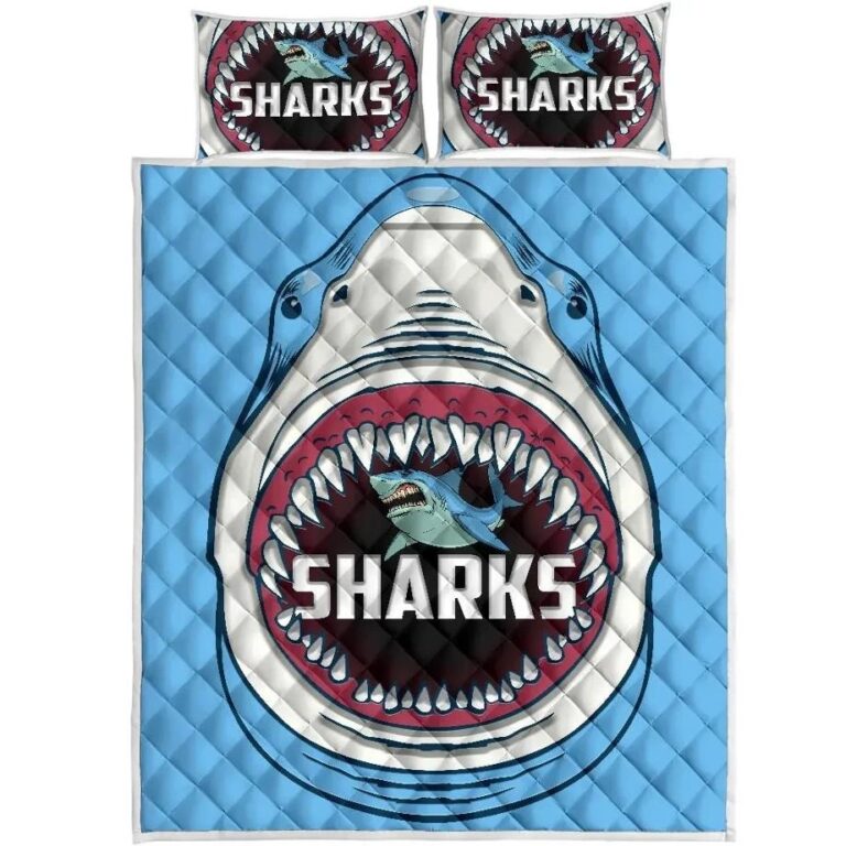NRL Sharks Rugby Quilt Bed Set Cronulla Sutherland
