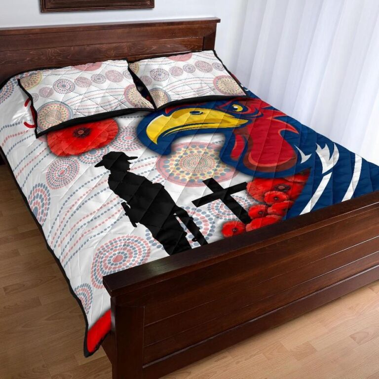 NRL Australia Roosters Quilt Bed Set Anzac Day - Three Tiles Style